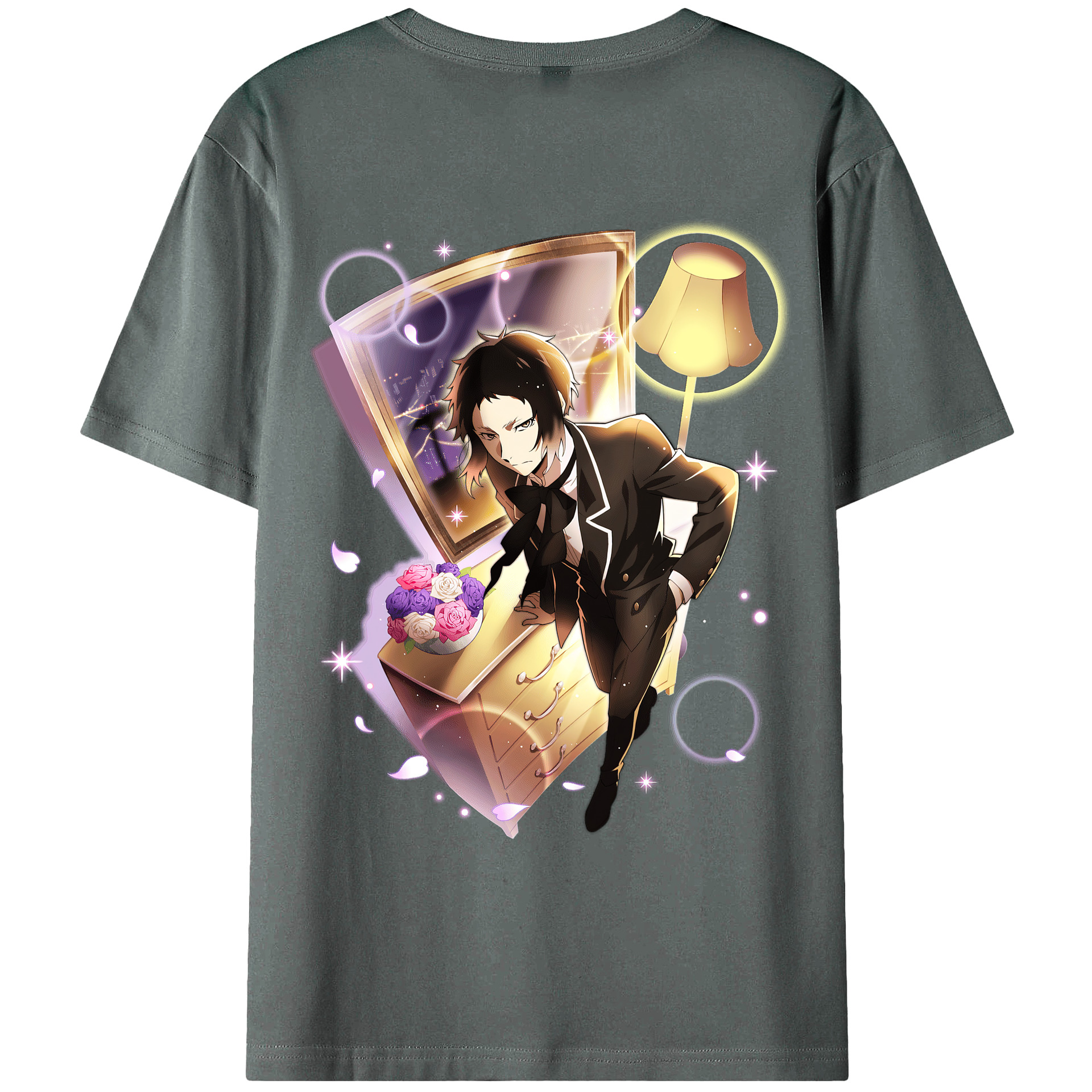（画像用） 文豪ストレイドッグス Bungo Stray Dogs 綿100％ メンズ半袖Tシャツ（バックプリント） 通気性
